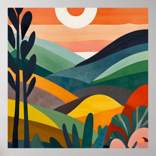 Poster Lever De Soleil Sur Les Collines Rollantes (Devant)