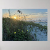 Poster Lever de soleil sur les dunes de la plage (Devant)
