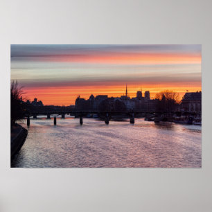 Poster Lever de soleil sur l'Ile de la Cité et Notre Dame
