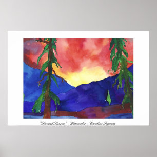 Poster "Lever de soleil surréaliste" - aquarelle -