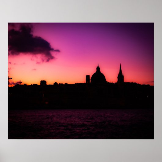 Poster Lever de soleil violet à La Valette (Devant)