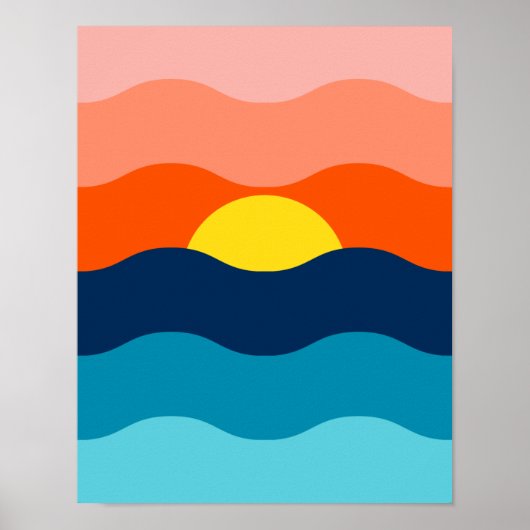 Poster Lever du soleil/coucher du soleil sur l'eau (Devant)