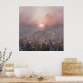 Poster Lever du soleil et Fleur sauvage (Cuisine)