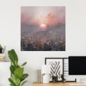 Poster Lever du soleil et Fleur sauvage (Bureau à domicile)