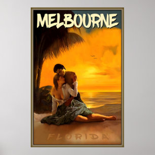 Poster Lever du soleil sur la plage de Melbourne Floride