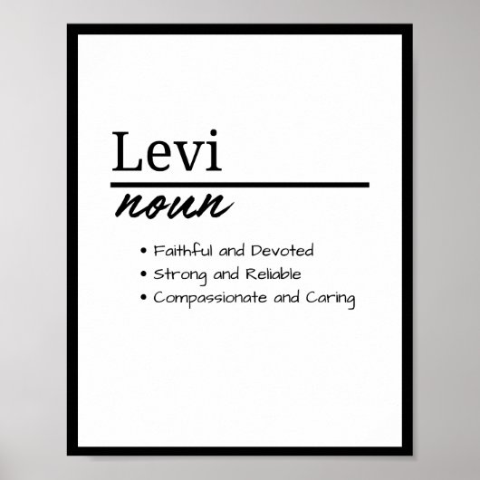 Poster Levi, Garçon Nom Personnalisé Définition (Devant)