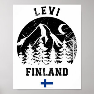 Poster Levi Lapland Station de ski Finlande Ski Alpin Fin