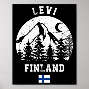 Poster Levi Lapland Station de ski Finlande Ski Alpin Fin