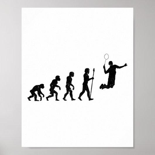 Poster L'Évolution D'Un Joueur De Badminton - Drôle (Devant)