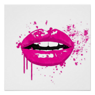 Poster Lèvres à la mode de rose de maquillage de beauté