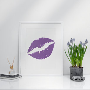 Poster Lèvres au rouge à lèvres violet pâle