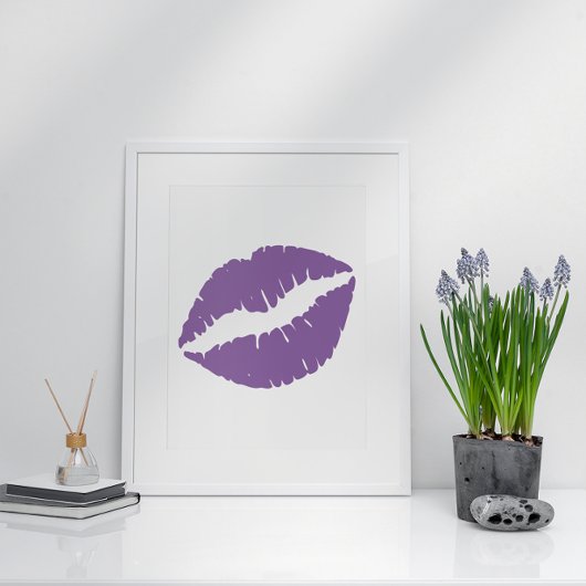 Poster Lèvres au rouge à lèvres violet pâle