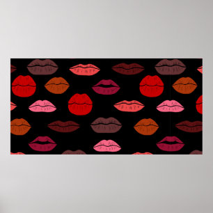 Poster Lèvres colorées motifs sans couture
