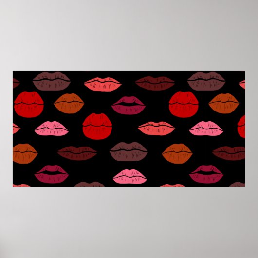 Poster Lèvres colorées motifs sans couture (Devant)