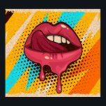 Poster Lèvres d'art pop : Vintage tendance<br><div class="desc">Pink, lèvres rouges, bouche et icône de langue sur pop art rétro vintage arrière - plan coloré. Illustration couleur tendance et mode facile à éditer pour Votre conception d'affiche et de bannière. Vibes d'art pop : Bouche colorée rétro sur Arrière - plan joueur. Pop Art Tentation : Rétro Glamor, Gras...</div>