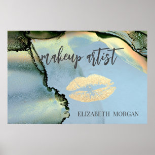 Poster Lèvres glacées adorables, encre d'alcool maquillag