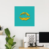 Poster Lèvres qui s'embrassent turquoise et jaune (Bureau à domicile)
