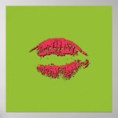 Poster Lèvres qui s'embrassent Vert et Rouge (Devant)