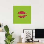 Poster Lèvres qui s'embrassent Vert et Rouge (Bureau à domicile)