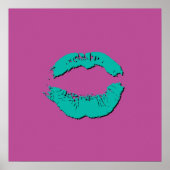 Poster Lèvres qui s'embrassent Violet et Turquoise (Devant)