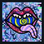 Poster Lèvres roses hurlant Bouche Spirale Pop Art Imprim<br><div class="desc">Parfois, tout le bruit numérique vous fait tourner hors de contrôle jusqu'à ce que vous voulez juste crier. Hurlant bouche ouverte avec cri en spirale bleue et jaune, langue rayée rose et violet sortant de la bouche. Les lèvres ont des cerises, des coeurs, des fraises, des coccinelles, des rayures roses...</div>