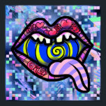 Poster Lèvres roses hurlant Bouche Spirale Pop Art Imprim<br><div class="desc">Parfois, tout le bruit numérique vous fait tourner hors de contrôle jusqu'à ce que vous voulez juste crier. Hurlant bouche ouverte avec cri en spirale bleue et jaune, langue rayée rose et violet sortant de la bouche. Les lèvres ont des cerises, des coeurs, des fraises, des coccinelles, des rayures roses...</div>