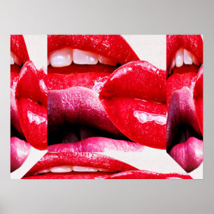 Poster Lèvres rouge à lèvres Hot Lipstick