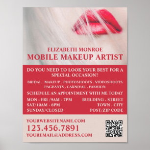 Poster Lèvres rouges, Maquillage Artiste Publicité