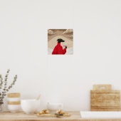 Poster Lévrier gris noir amusant en pull rouge - Art du c (Cuisine)