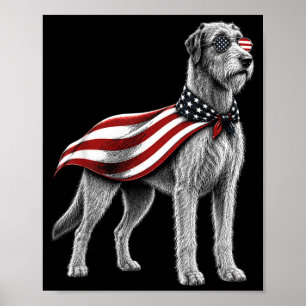 Poster Lévrier Irlandais 4 juillet drapeau américain Chie