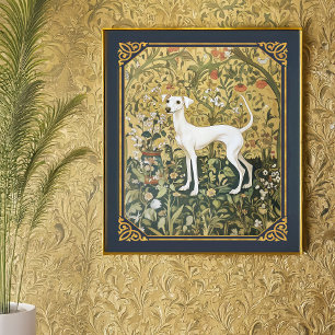 Poster Lévrier italien ou Whippet dans un jardin de la Re