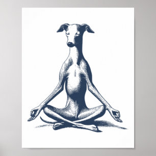 Poster Lévrier Italien Whippet Iggy Méditer Lotus Yoga