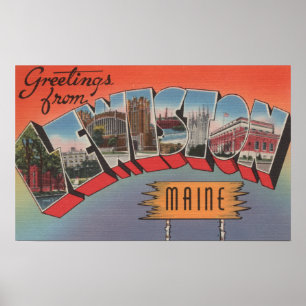 Poster Lewiston, Maine - Scènes de grandes lettres