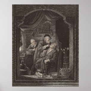 Poster L'examen du dentiste, ère baroque, Gerrit Dou