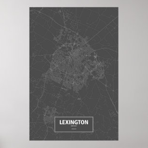 Poster Lexington, Kentucky (blanc sur noir)