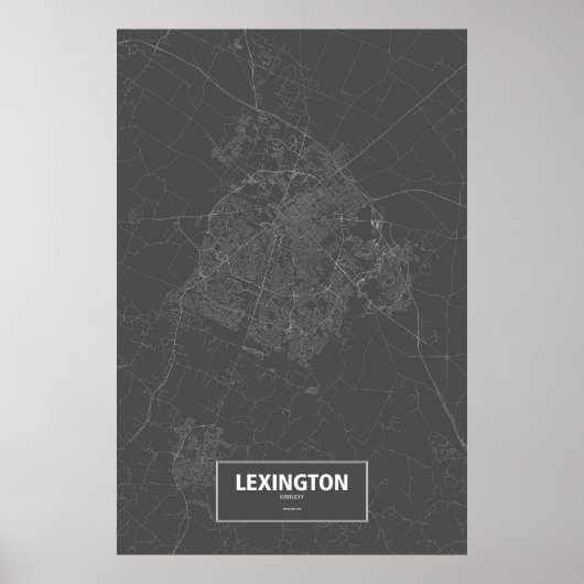 Poster Lexington, Kentucky (blanc sur noir) (Devant)