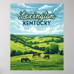 Poster Lexington Kentucky Horloges Bluegrass Fermes Vinta