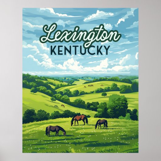 Poster Lexington Kentucky Horloges Bluegrass Fermes Vinta (Devant)