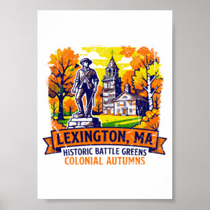 Poster Lexington Massachusetts Historic Battle Greens Aut
