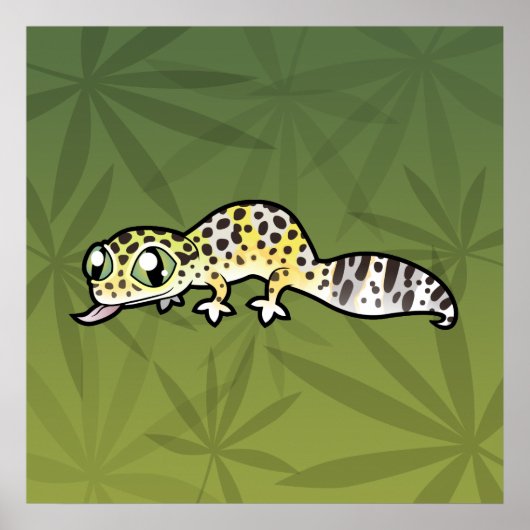 Poster Lézard gecko léopard de dessin animé (Devant)