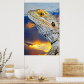 Poster Lézard gris au coucher du soleil (Cuisine)