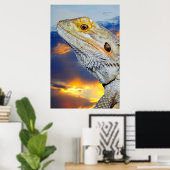 Poster Lézard gris au coucher du soleil (Bureau à domicile)