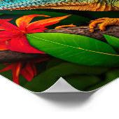 Poster Lézard vert en forêt tropicale (Coin)