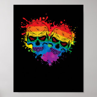 Poster Lgbt Gay pride de coeur crâne Rainbow Love LGBT Su