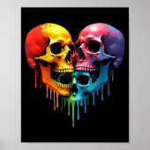 Poster Lgbt Pride Halloween Horror Skeleton Skull Rainbow (Devant)