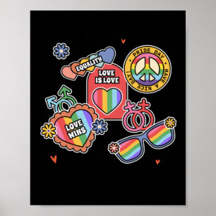 Poster LGBT+pride. L'amour, c'est l'amour, l'égalité, le
