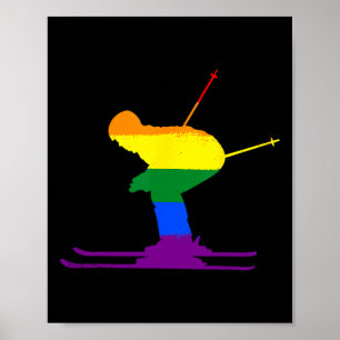 Poster Lgbt Rainbow Drapeau Skier Skier Ski Gay pride Lov