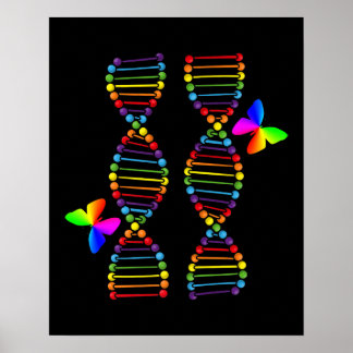 Poster LGBTQ DNA Rainbow Flag Butterfly Gay Pride Month L