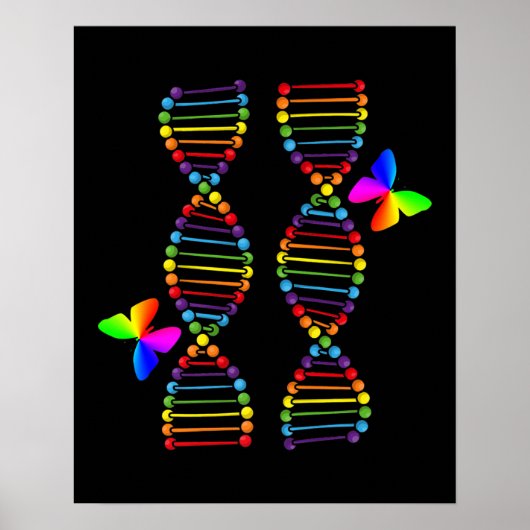 Poster LGBTQ DNA Rainbow Flag Butterfly Gay Pride Month L (Devant)
