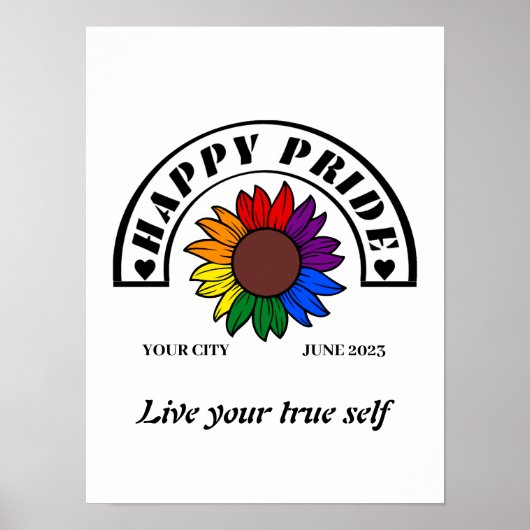 Poster LGBTQ Happy Pride : Tournesol aux couleurs arc-en- (Devant)